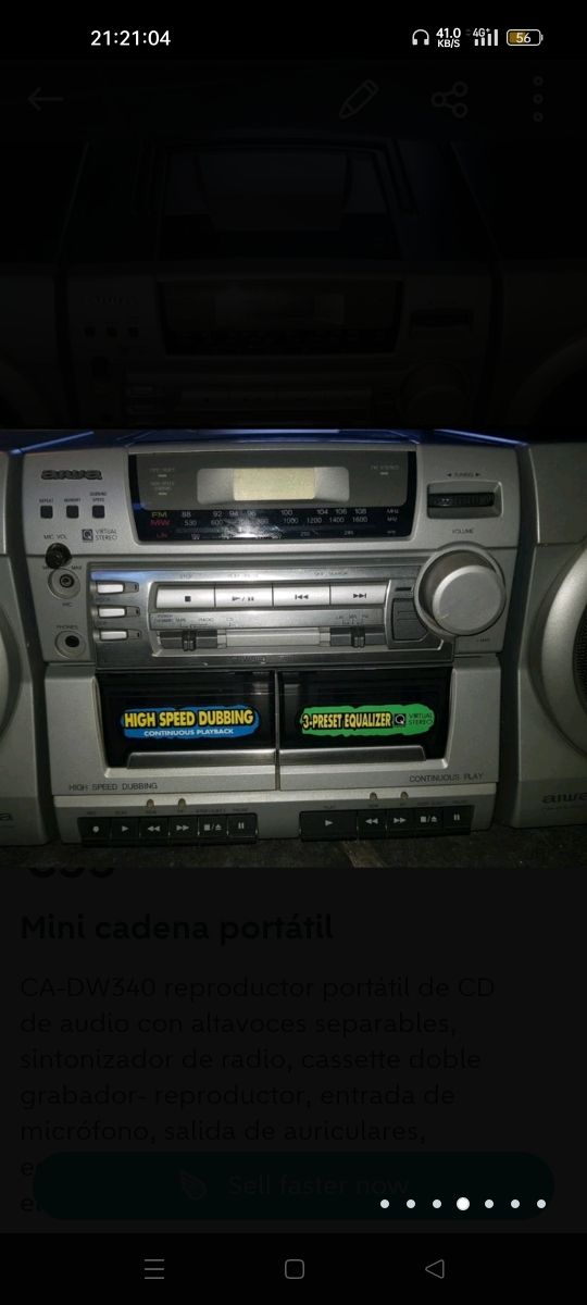 Radio cassete doble CD pilas