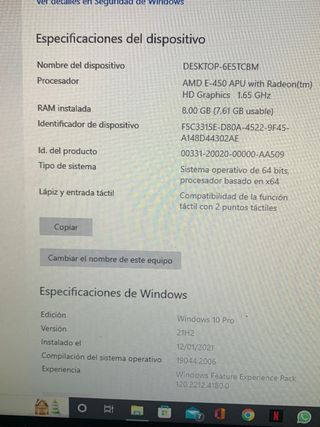 PC MSI (Tactil) windows 10 Pro, SSD500gb, Ram 8gb 