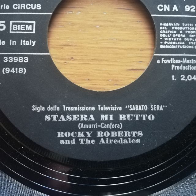 Rocky Roberts "Stasera mi butto" Promo 45 rpm