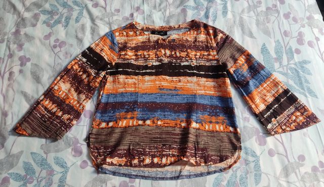 Camisa de algodón con motivos étnicos,sin estrena