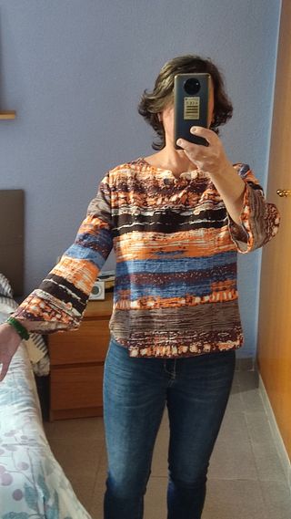 Camisa de algodón con motivos étnicos,sin estrena