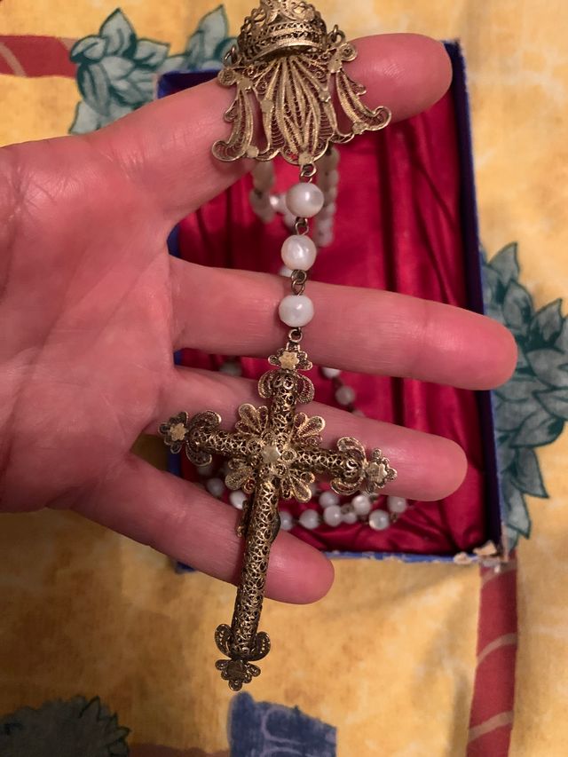 Rosario Isabelino fligrana dorado siglo XIX