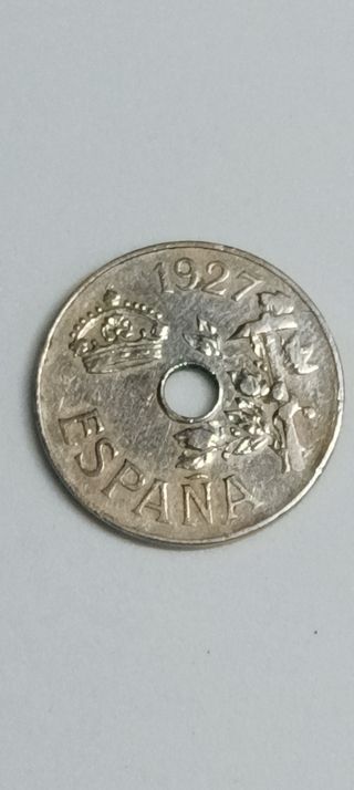 Moneda 25 céntimos de peseta . 1927 . Franco