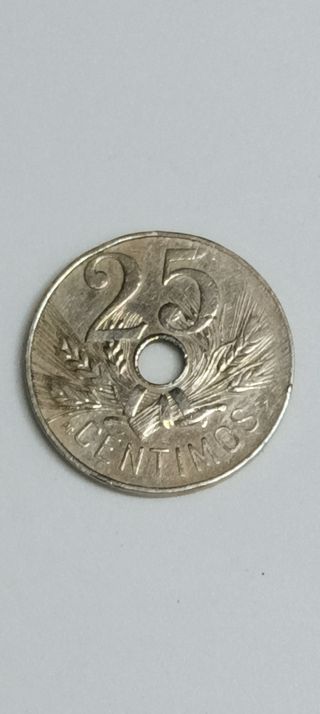 Moneda 25 céntimos de peseta . 1927 . Franco