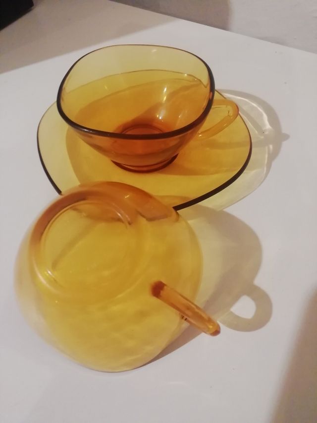 Tazas de café cristal Vereco France.