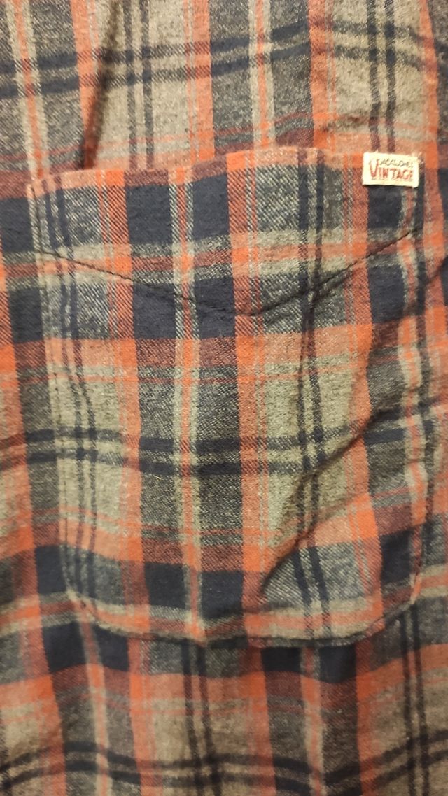 Camisa felpa/paño gris azul y roja