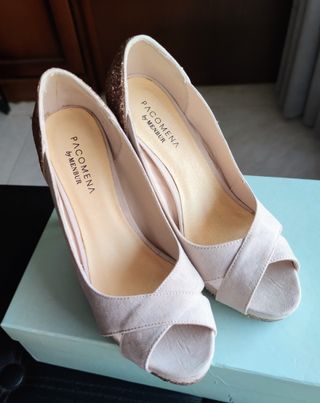 ZAPATOS VESTIR PLATEADO Y DORADO