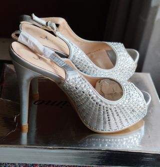 ZAPATOS VESTIR PLATEADO Y DORADO