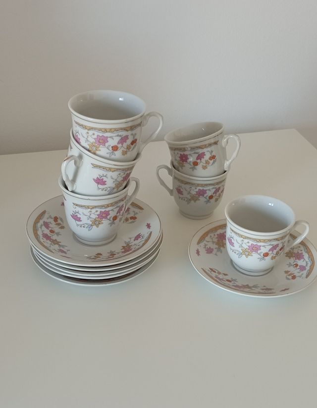 Juego de café expreso de porcelana antiguo