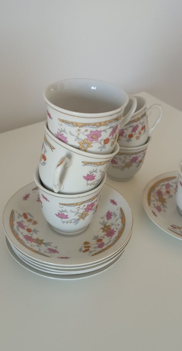 Juego de café expreso de porcelana antiguo