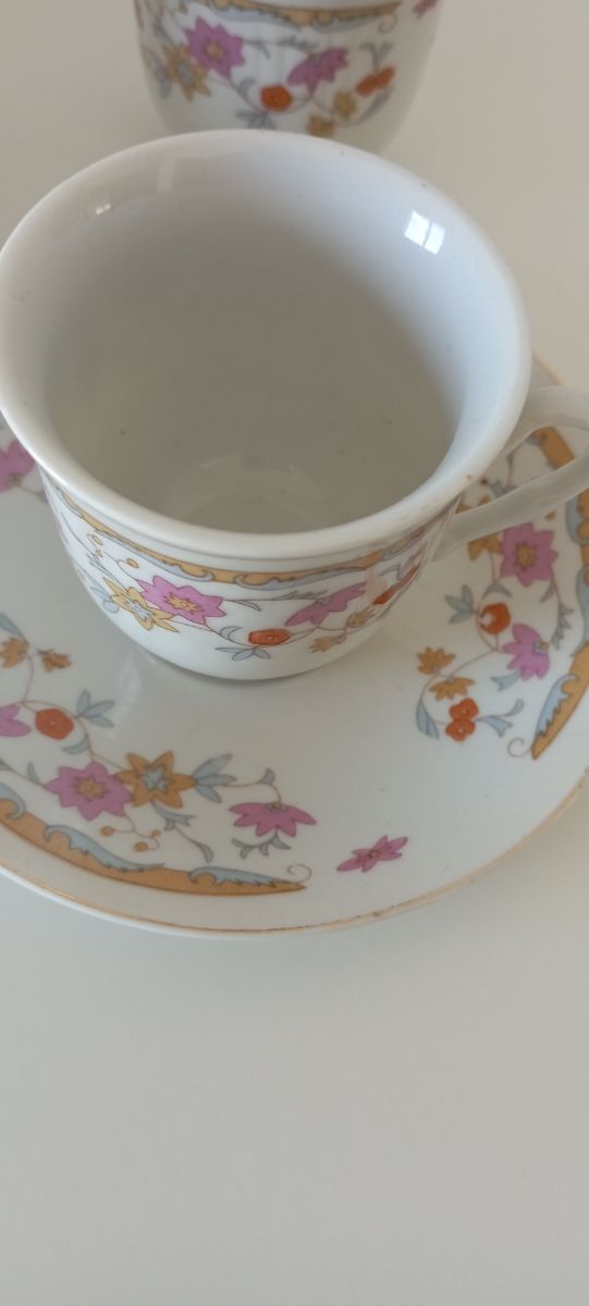 Juego de café expreso de porcelana antiguo