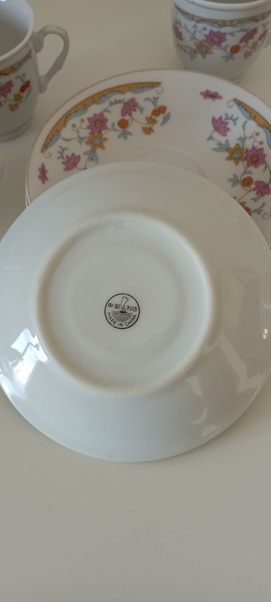 Juego de café expreso de porcelana antiguo