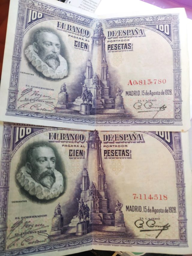 2 Billetes de 100 pesetas.de 1928