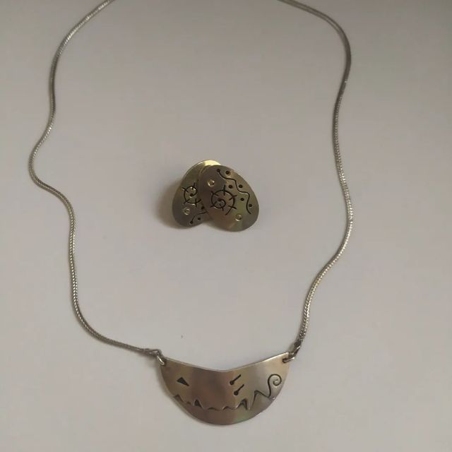 Collar de plata 925 y pendientes de alpaca México