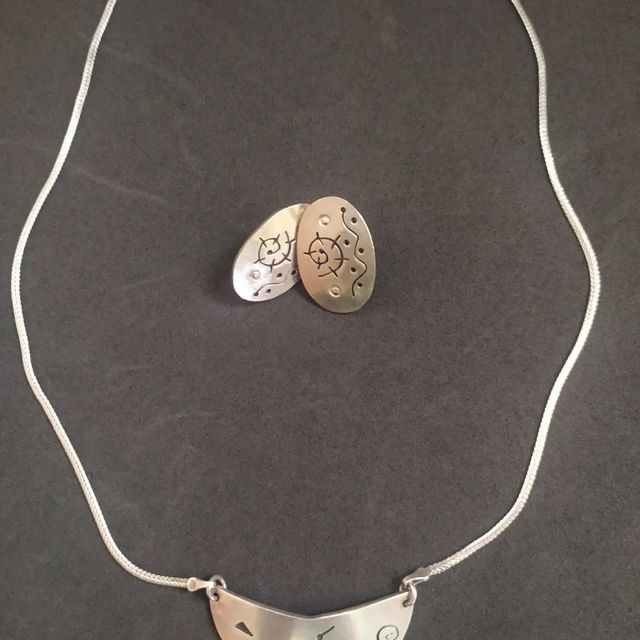 Collar de plata 925 y pendientes de alpaca México