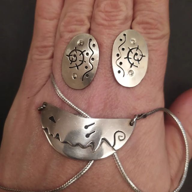 Collar de plata 925 y pendientes de alpaca México