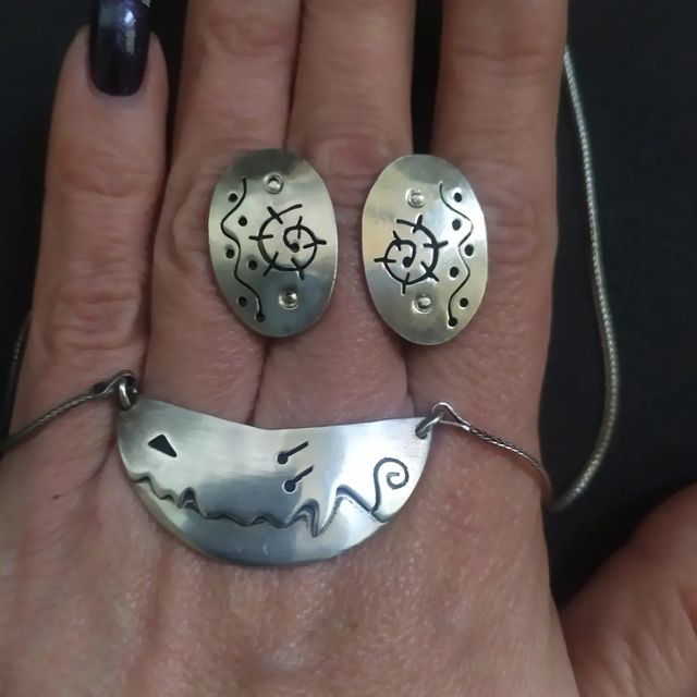 Collar de plata 925 y pendientes de alpaca México