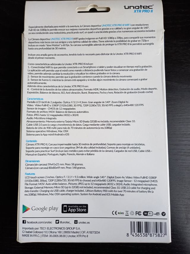 Cámara deportiva NUEVA Unotec