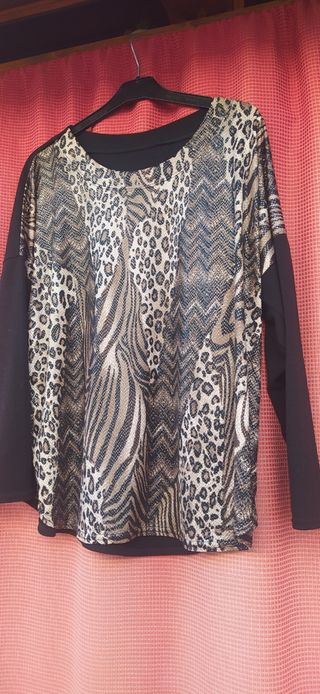 camiseta punto carrujillo y brillito 4XL/ talla 48