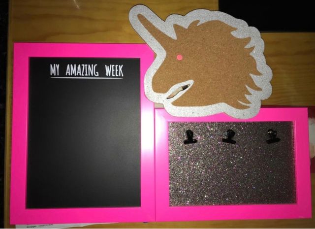 Pizarra de tiza con corcho y pinzas