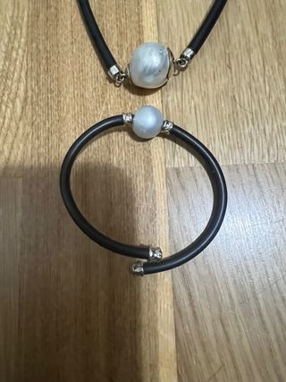 Collar y pulsera oro blanco y Perla australiana 