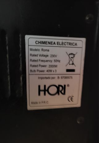Calefactor Chimenea eléctrica 2000w marca Hori.