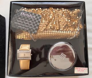 Bolso fiesta con reloj y espejo de aumento, nuebo