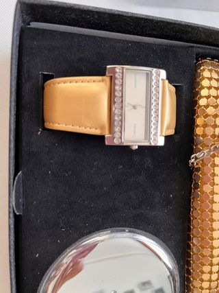Bolso fiesta con reloj y espejo de aumento, nuebo