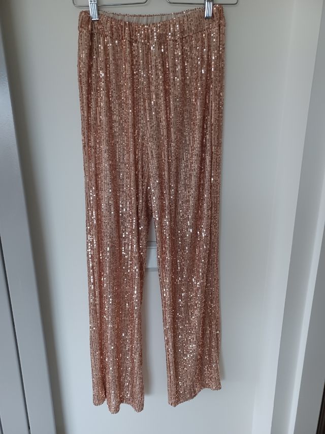 pantalones lentejuelas oro Rosa