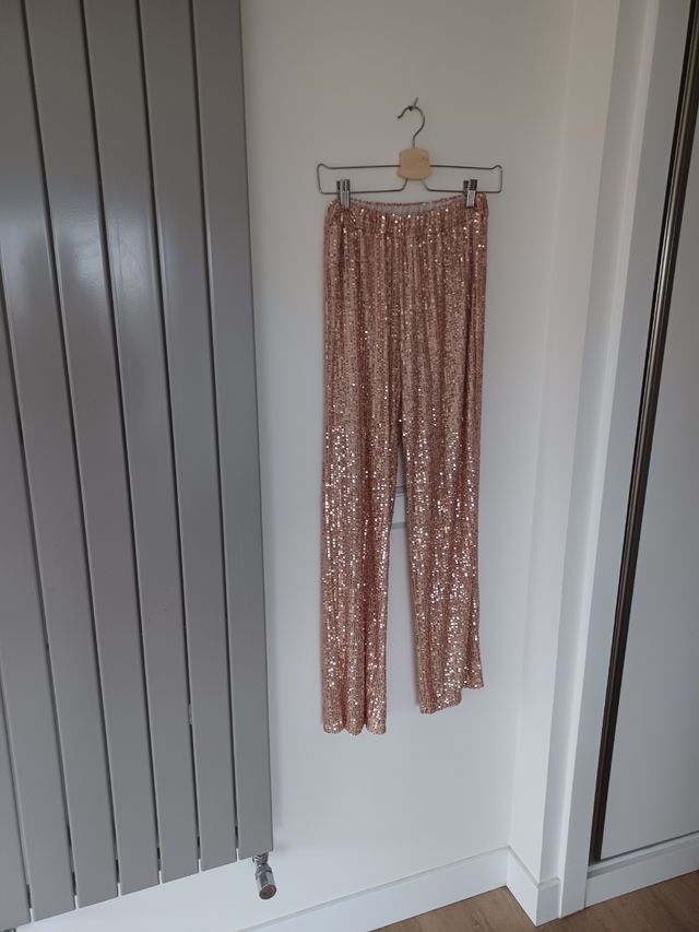 pantalones lentejuelas oro Rosa