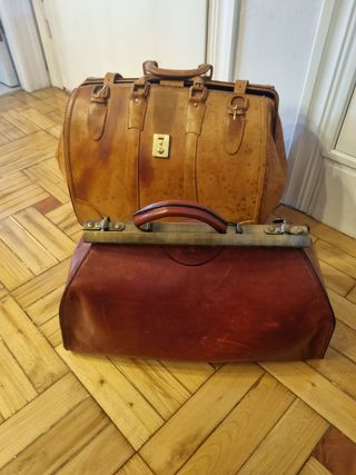 2 maletines por 1 Réplica en piel maletín antiguo