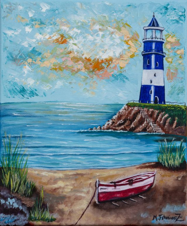 Cuadro de pintura al óleo del mar