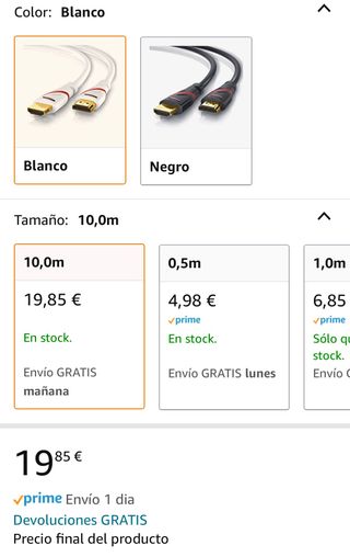 Cable HDMI 10 metros.