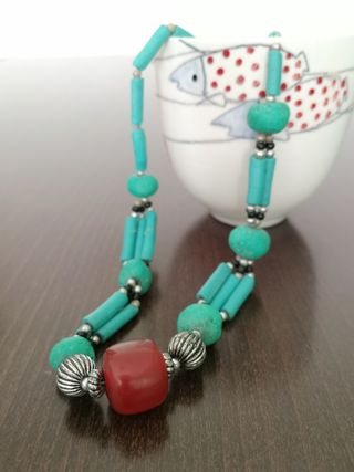 Collar bereber azul turquesa vintage