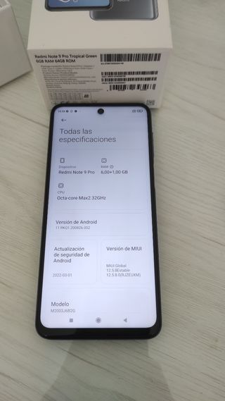 Xiaomi Redmi Note 9 Pro con caja y cargador 