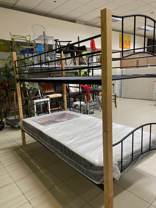 Literas madera y forja dos colores