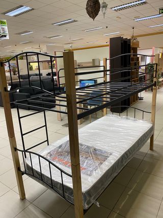 Literas madera y forja dos colores