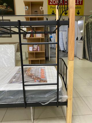 Literas madera y forja dos colores