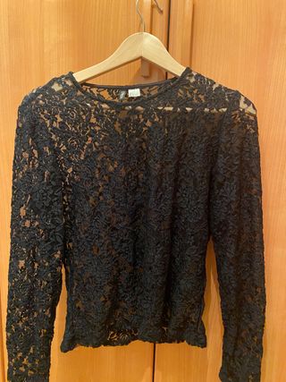 H&M Top negro encaje HM