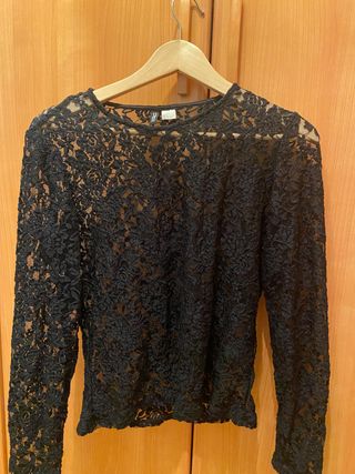 H&M Top negro encaje HM