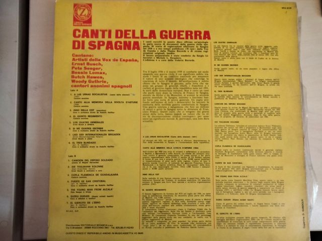 Disco Canti Della Guerra Di Spagna