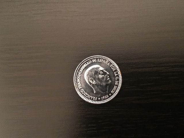 Moneda 1 peseta 1966 plateada "niquelada"