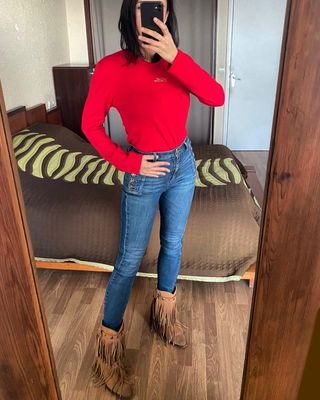 Nuevo jersey rojo Lana merino Cellini talla L 