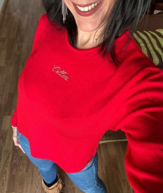 Nuevo jersey rojo Lana merino Cellini talla L 