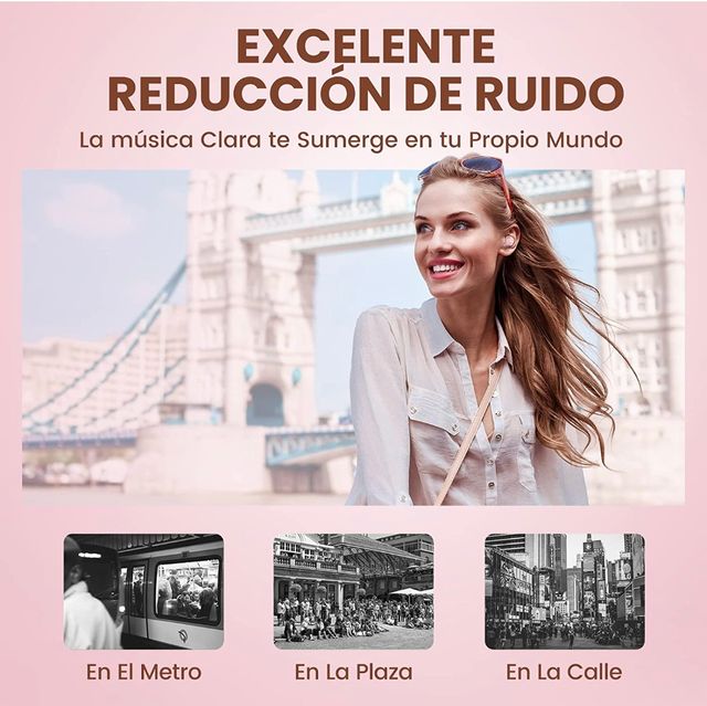 Auriculares Rosa Bluetooth con Powerbank NUEVOS