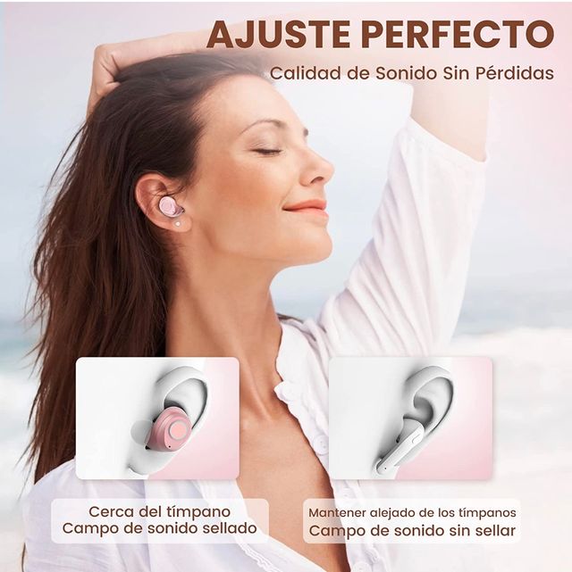 Auriculares Rosa Bluetooth con Powerbank NUEVOS