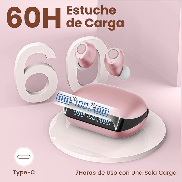 Auriculares Rosa Bluetooth con Powerbank NUEVOS