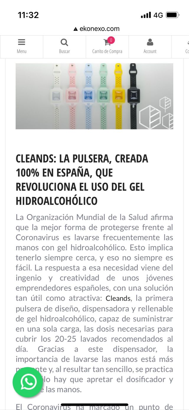 Pulsera de gel hidroalcoholico CLEANDS