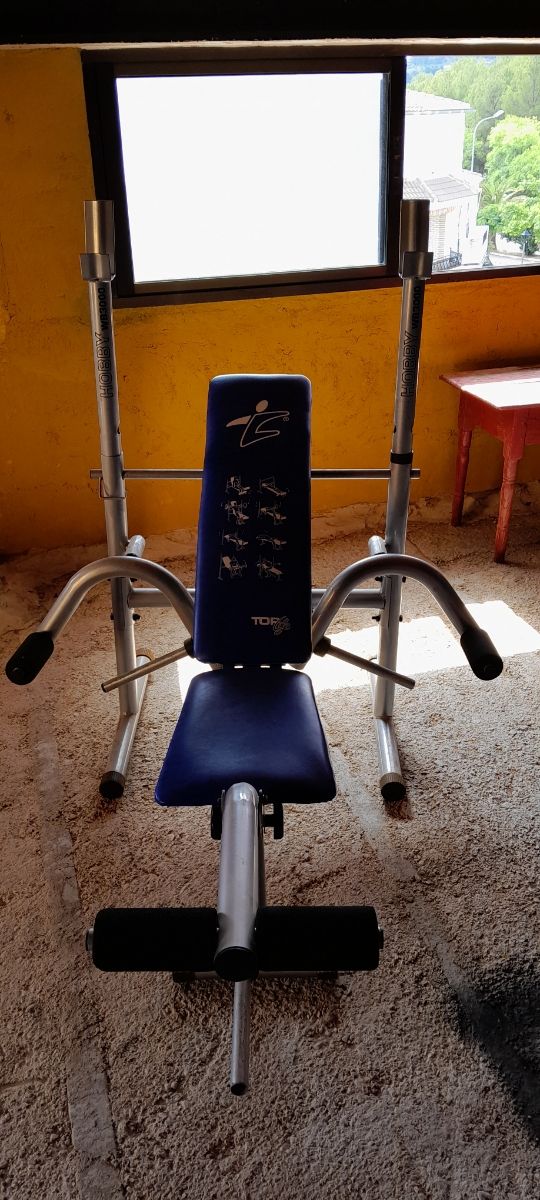 Banco press, abdominales, aperturas y pierna.