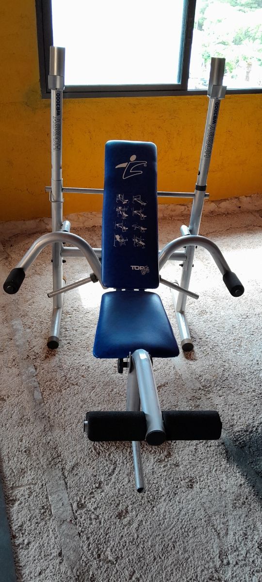 Banco press, abdominales, aperturas y pierna.